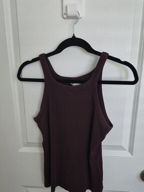 Women H&M Ribbed Tank Top in Brown